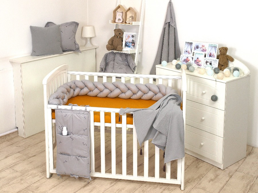 MamaLoes Amy Pure Grijs 2-in-1 Babynest en Braided Bedbumper