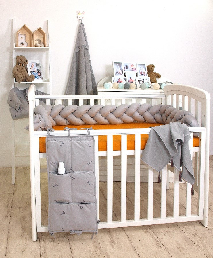 MamaLoes Amy Pure Grijs 2-in-1 Babynest en Braided Bedbumper
