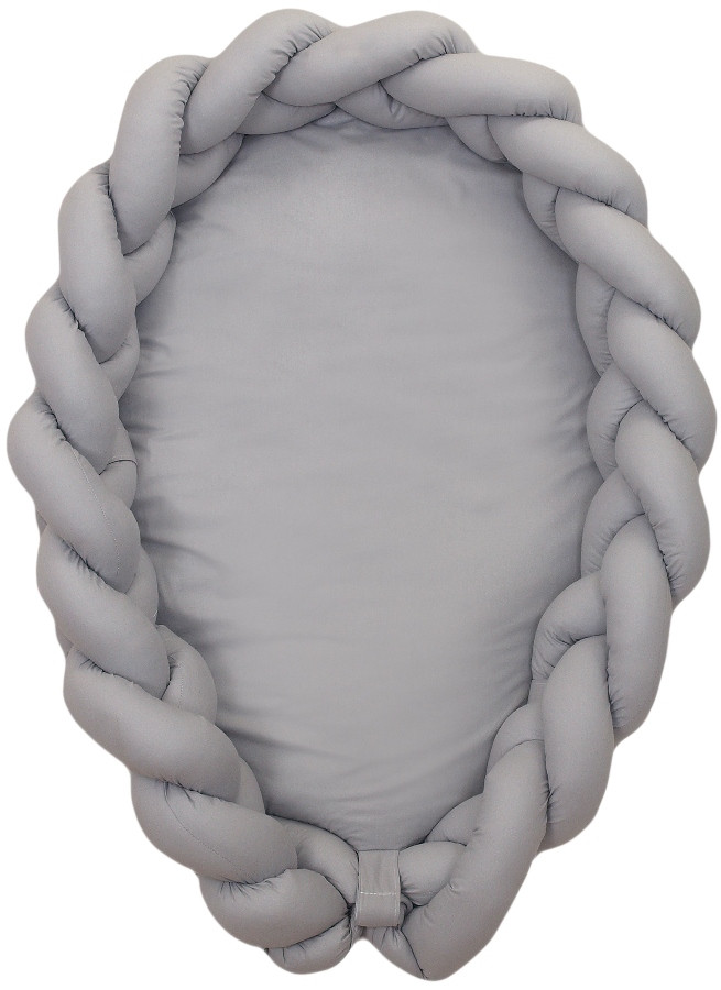 MamaLoes Amy Pure Grijs 2-in-1 Babynest en Braided Bedbumper