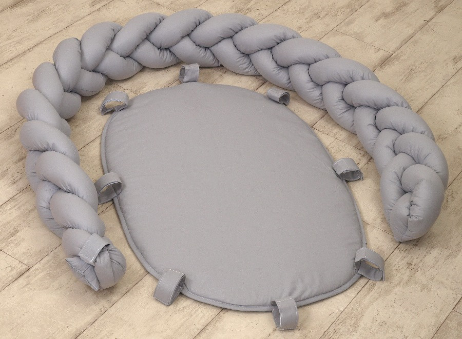 MamaLoes Amy Pure Grijs 2-in-1 Babynest en Braided Bedbumper