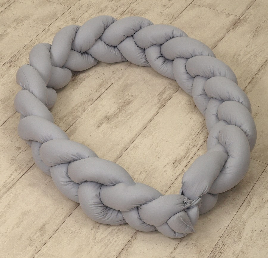 MamaLoes Amy Pure Grijs 2-in-1 Babynest en Braided Bedbumper
