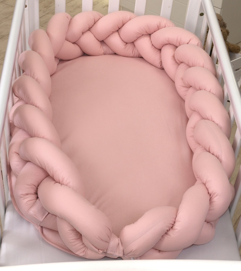 MamaLoes Amy Pure Roze 2-in-1 Babynest en Braided Bedbumper