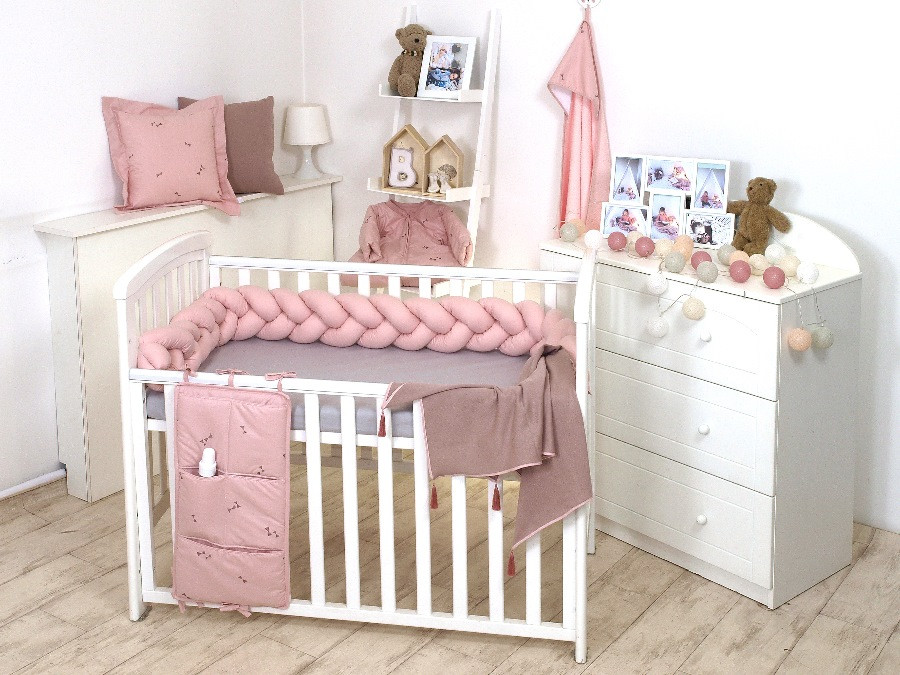 MamaLoes Amy Pure Roze 2-in-1 Babynest en Braided Bedbumper