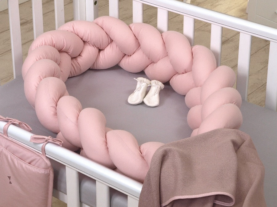 MamaLoes Amy Pure Roze 2-in-1 Babynest en Braided Bedbumper