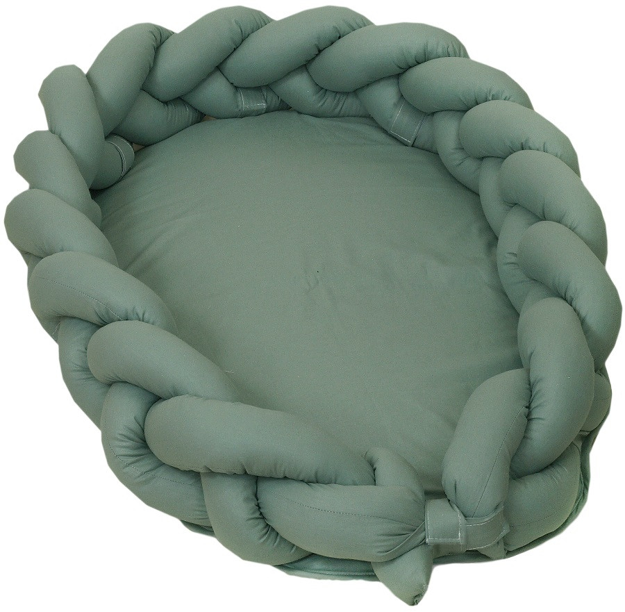 MamaLoes Amy Pure Stonegreen 2-in-1 Babynest en Braided Bedbumper