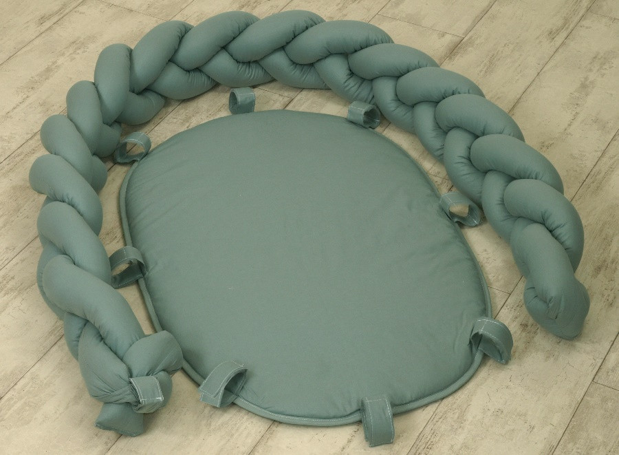 MamaLoes Amy Pure Stonegreen 2-in-1 Babynest en Braided Bedbumper