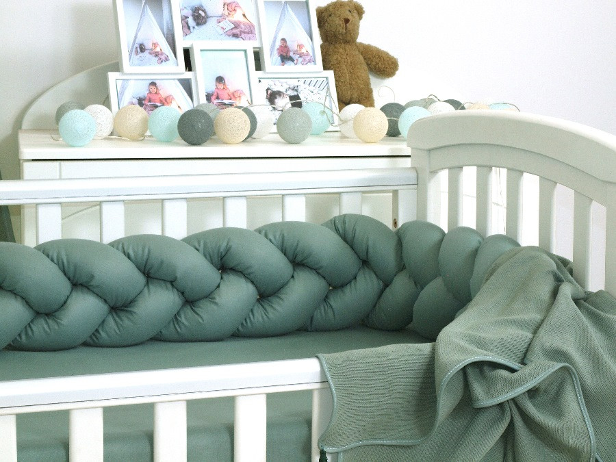 MamaLoes Amy Pure Stonegreen 2-in-1 Babynest en Braided Bedbumper