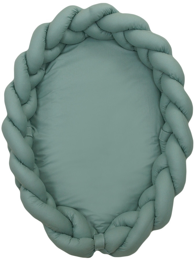 MamaLoes Amy Pure Stonegreen 2-in-1 Babynest en Braided Bedbumper