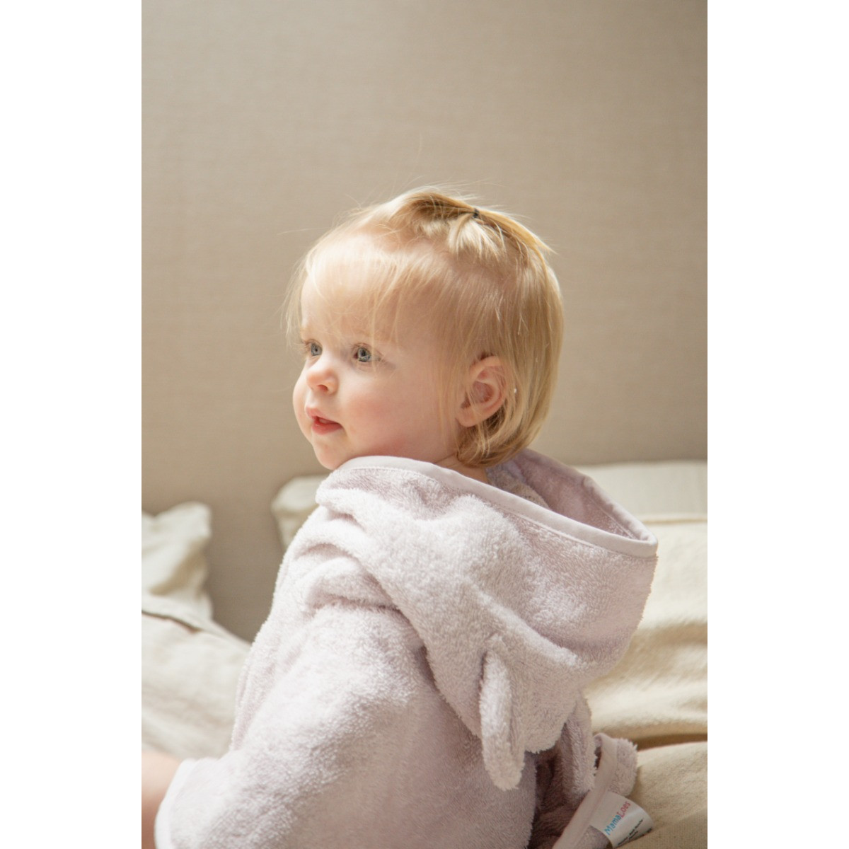 MamaLoes Beer Badstof Lila Kinder Badponcho