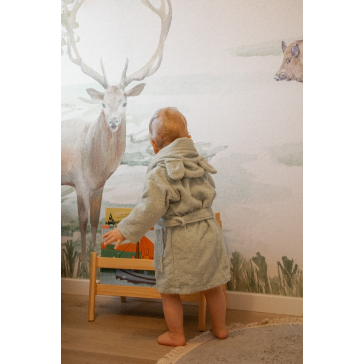 MamaLoes Beer Badstof Stone Green 0-1jr Baby Badjas