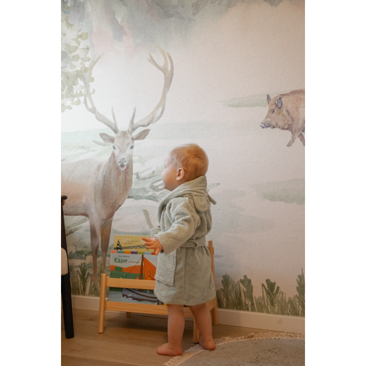 MamaLoes Beer Badstof Stone Green 1-2jr Kinder Badjas