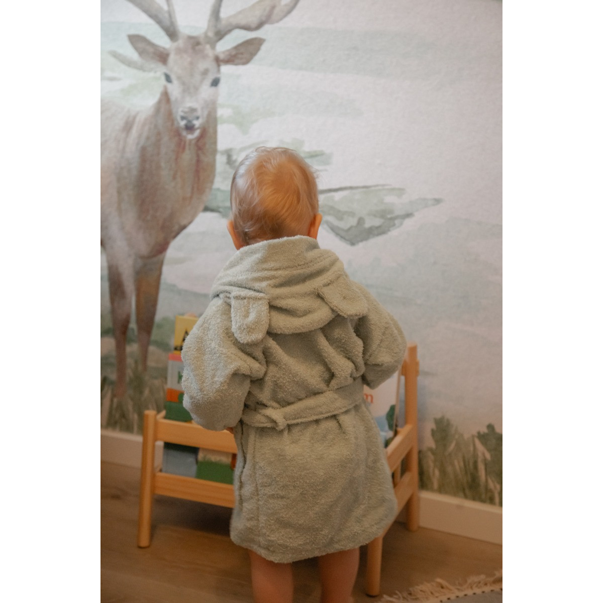 MamaLoes Beer Badstof Stone Green 0-1jr Baby Badjas