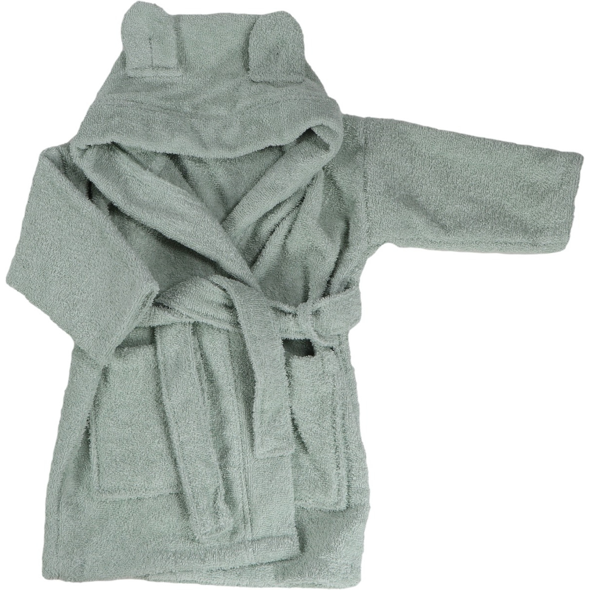 MamaLoes Beer Badstof Stone Green 1-2jr Kinder Badjas