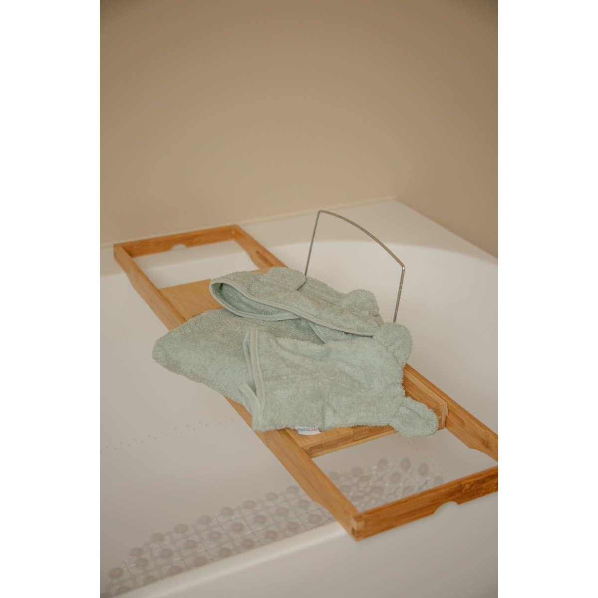 MamaLoes Beer Badstof Stone Green Kinder Badponcho