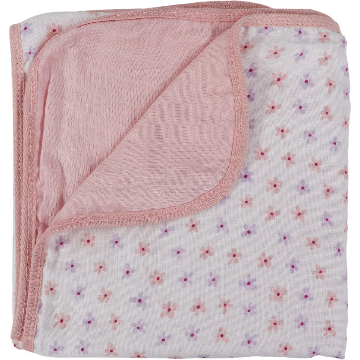 MamaLoes Bloemen Roze 3-Laags Hydrofiel 75 x 100 cm Wiegdeken