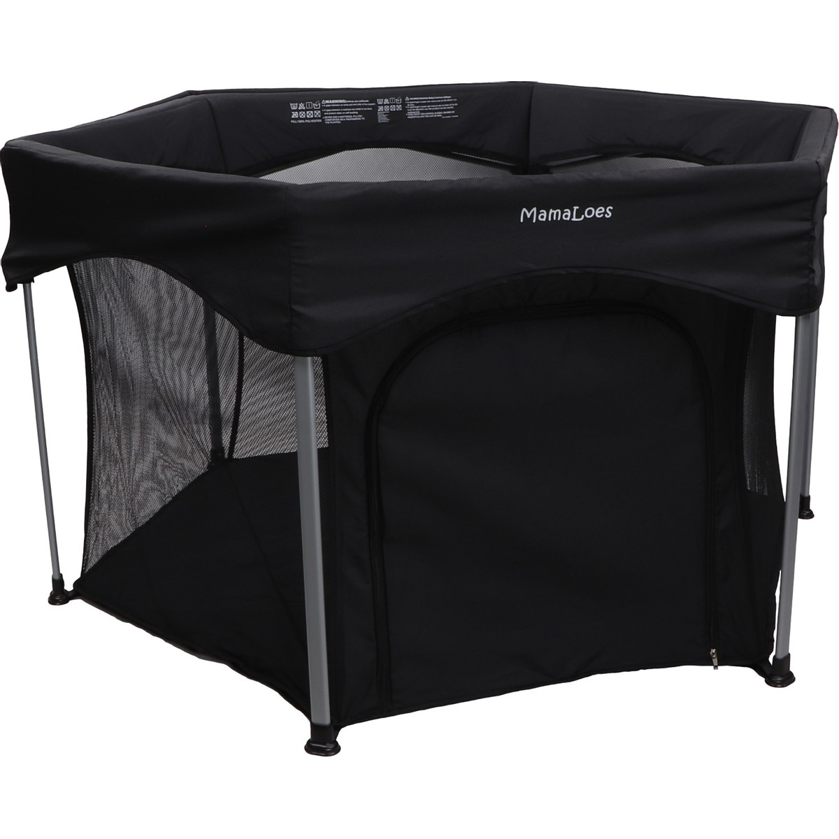 Mamaloes Boris Zwart 6-Hoekige Inklapbare Baby Box