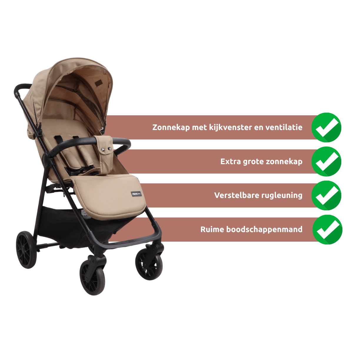 MamaLoes Cato Beige Shopper Wandelwagen