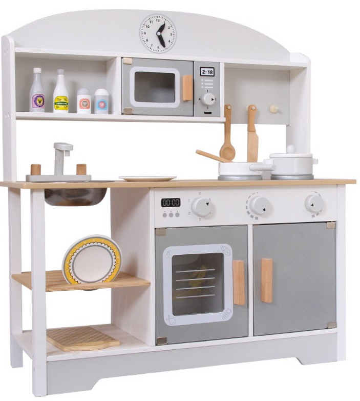 Eco Toys Grijs Moderne Houten Kinderkeuken