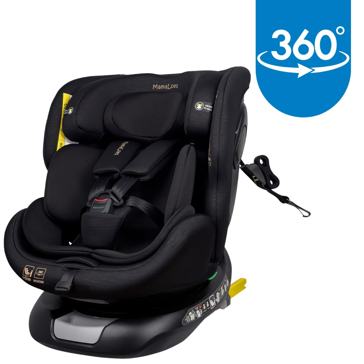 MamaLoes Joah Zwart 40-150 cm 360° i-Size Autostoel