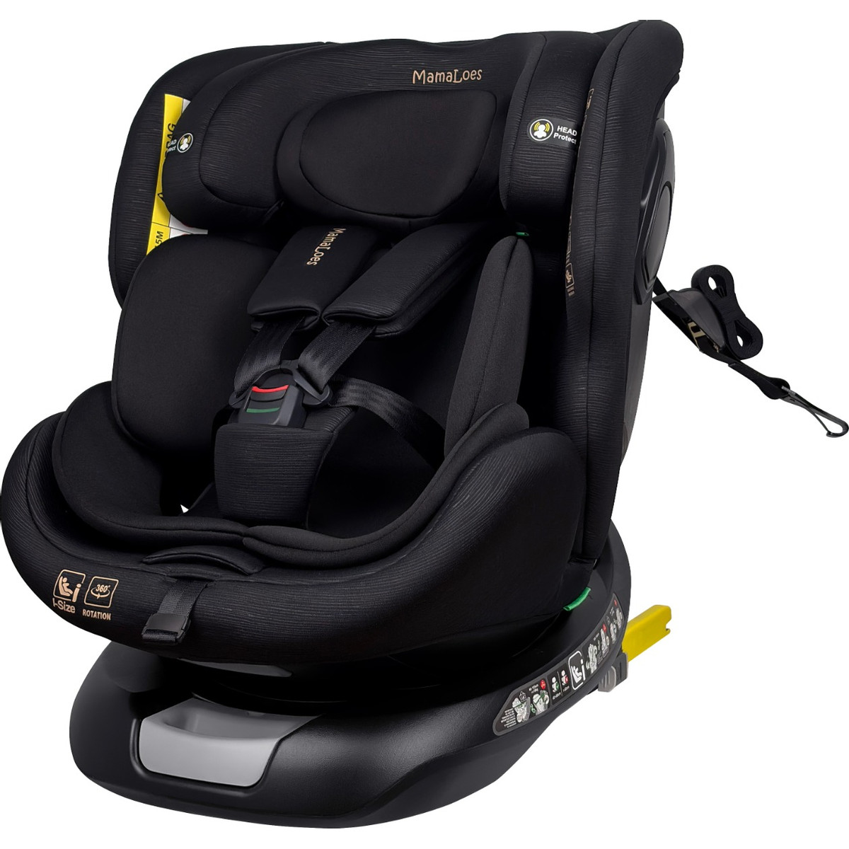 MamaLoes Joah Zwart 40-150 cm 360° i-Size Autostoel