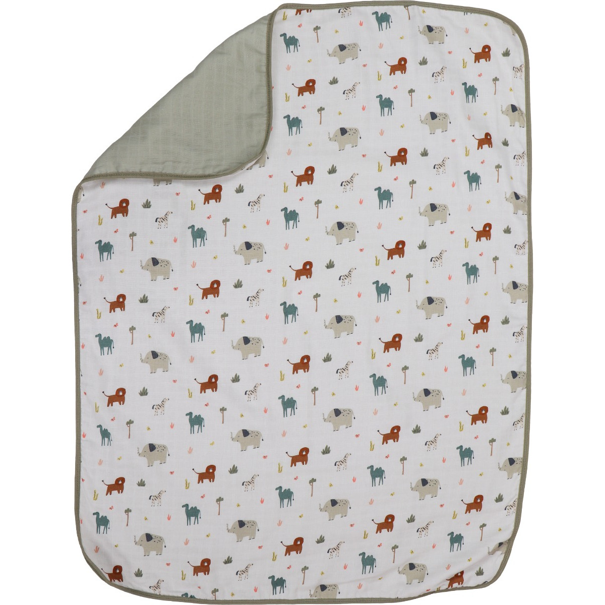 MamaLoes Jungle Sage 3-Laags Hydrofiel 75 x 100 cm Wiegdeken