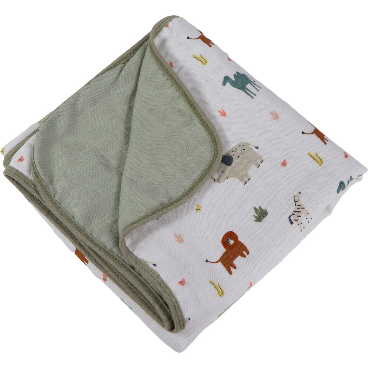 MamaLoes Jungle Sage 3-Laags Hydrofiel 75 x 100 cm Wiegdeken