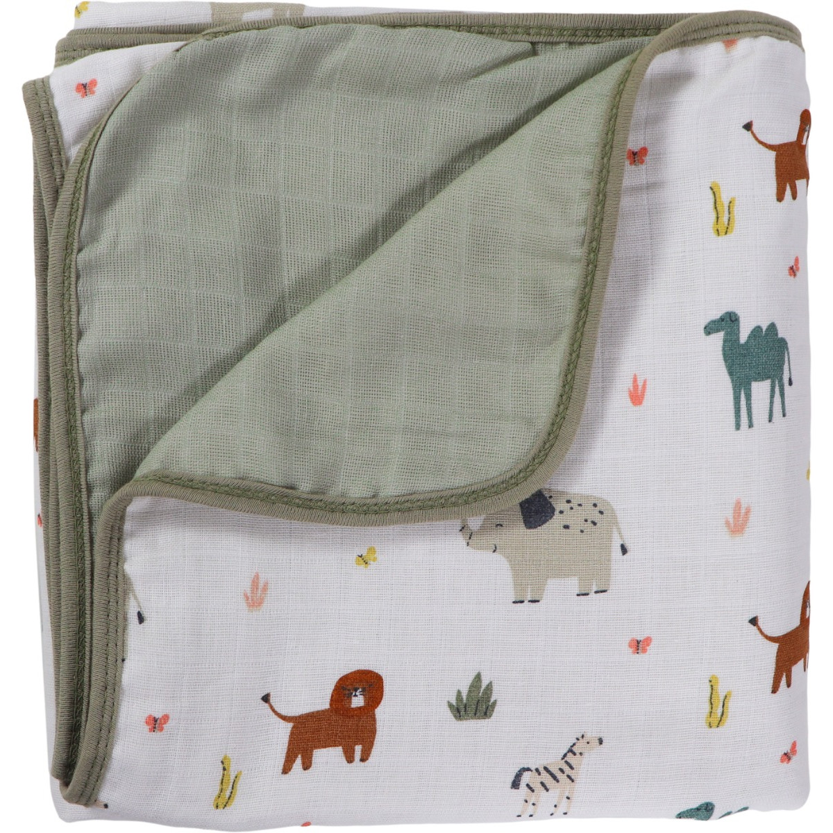 MamaLoes Jungle Sage 3-Laags Hydrofiel 75 x 100 cm Wiegdeken