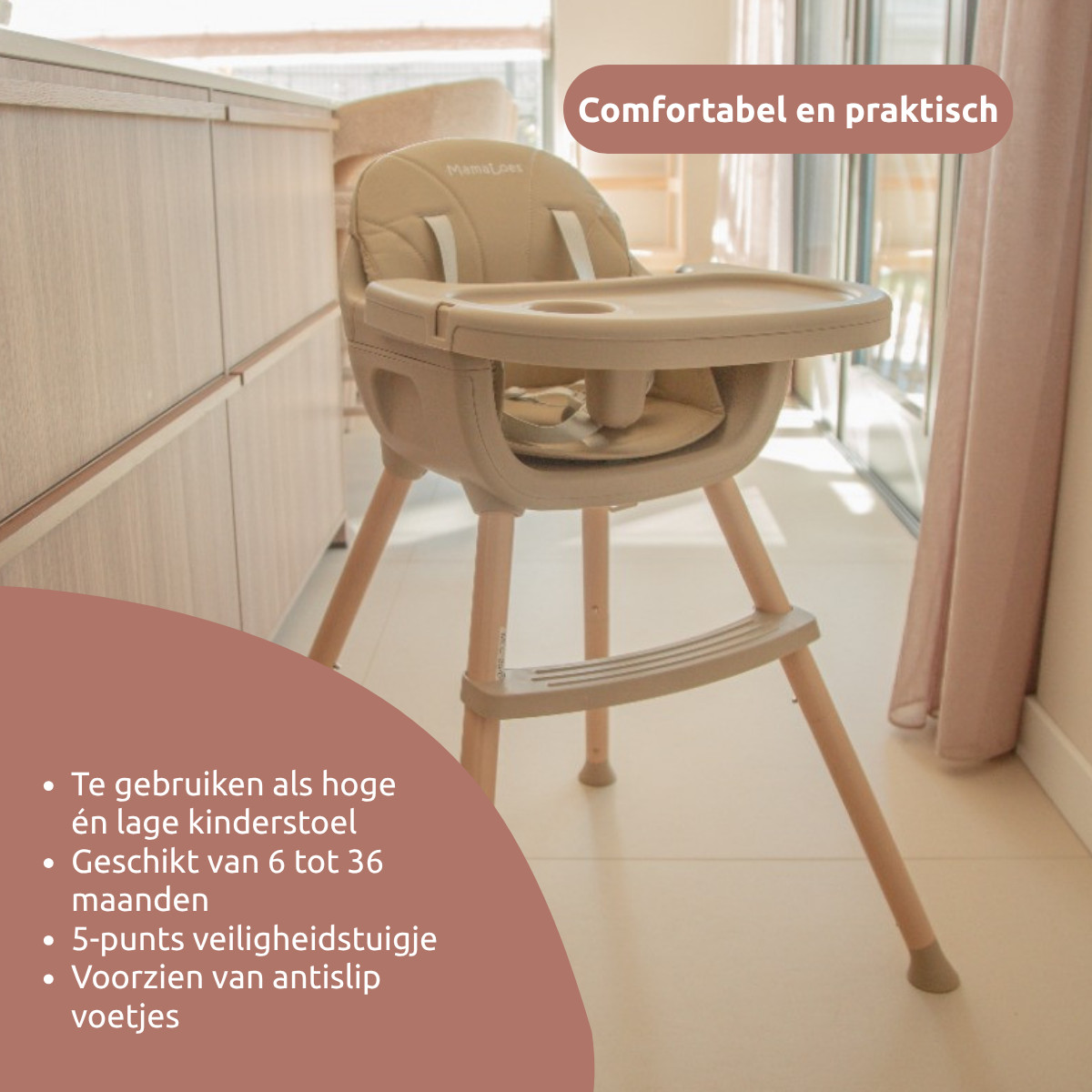 MamaLoes Lily Zwart Kinderstoel