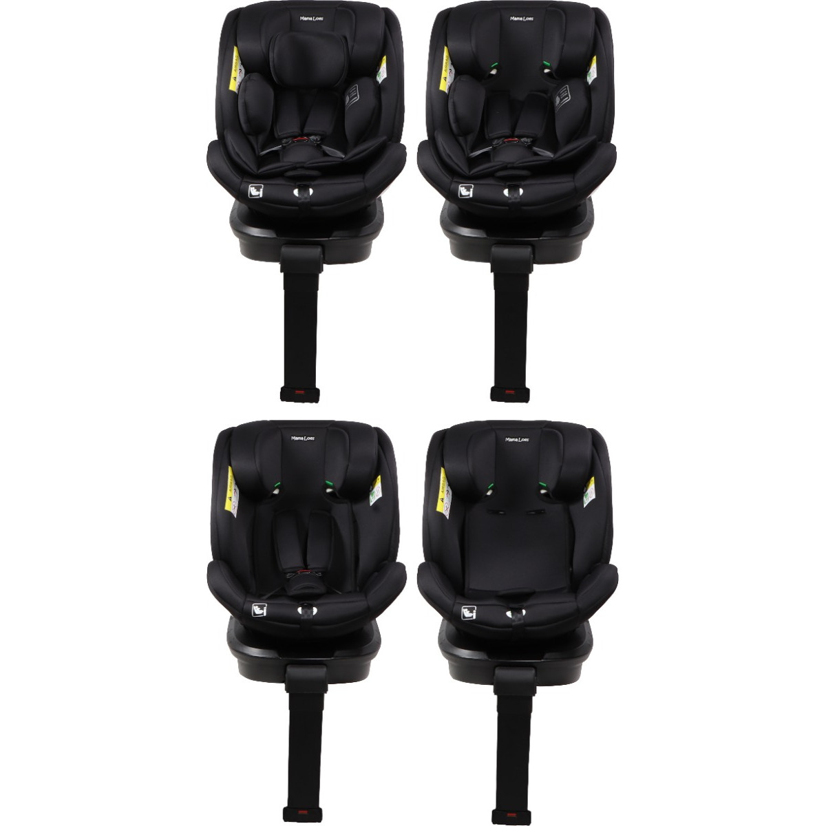 MamaLoes Lio Zwart 40-150 cm 360° i-Size Autostoel - Set van 2