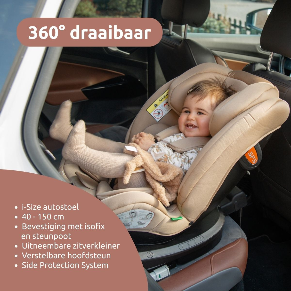 Mamaloes Lio Zwart 40-150 cm 360° i-Size Autostoel