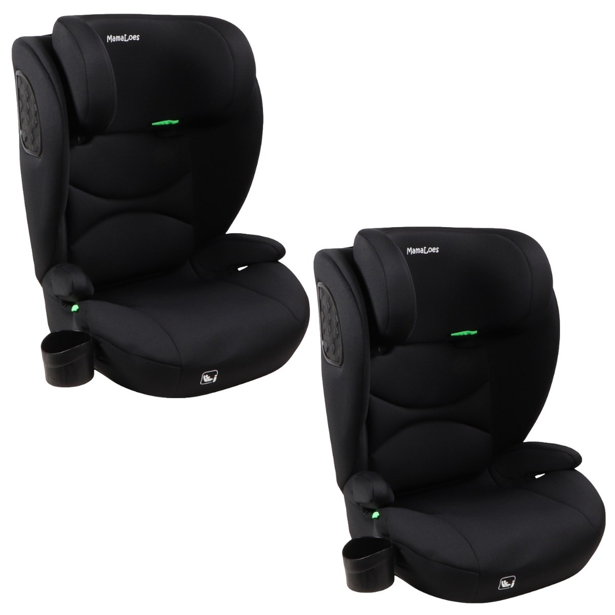 MamaLoes Liv Zwart 100-150 cm i-Size Autostoel - Set van 2