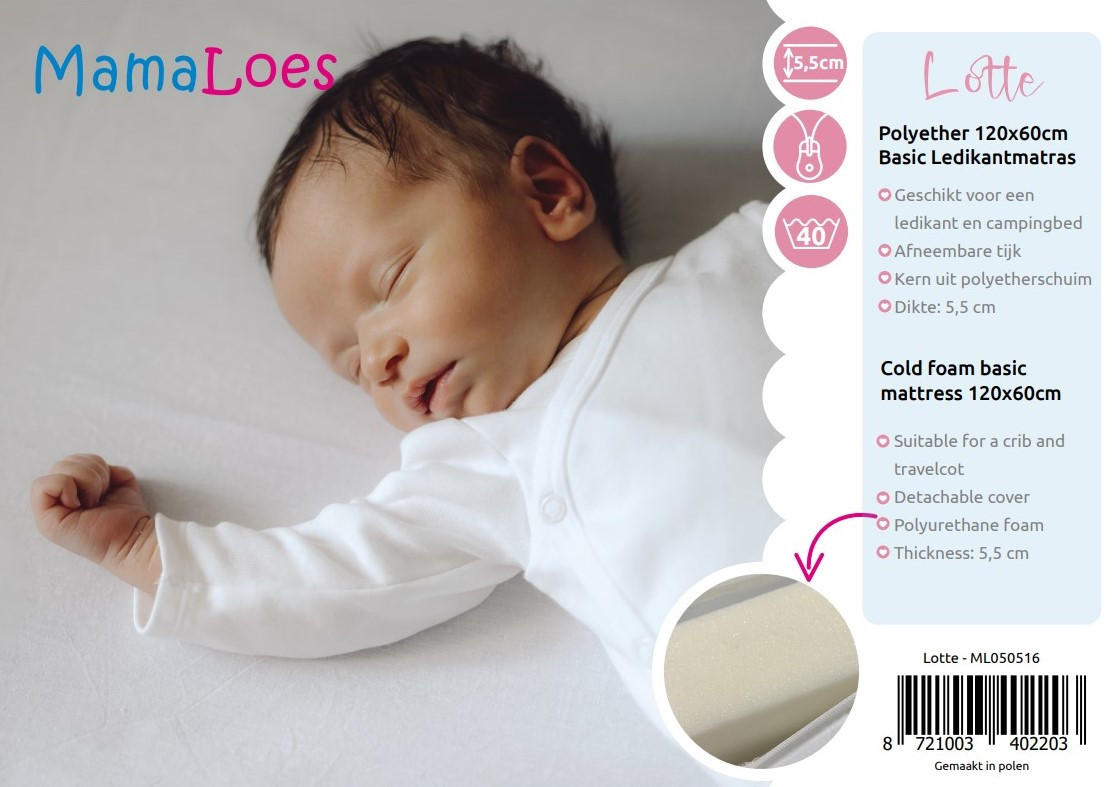 MamaLoes Lotte 60x120 cm Basic Ledikantmatras