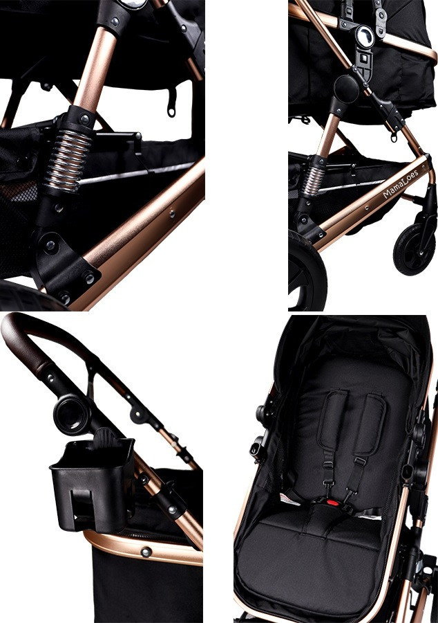 Set MamaLoes Marly Rose/Beige: Kinderwagen, Autostoel, Wieg, Schommel en Stoel