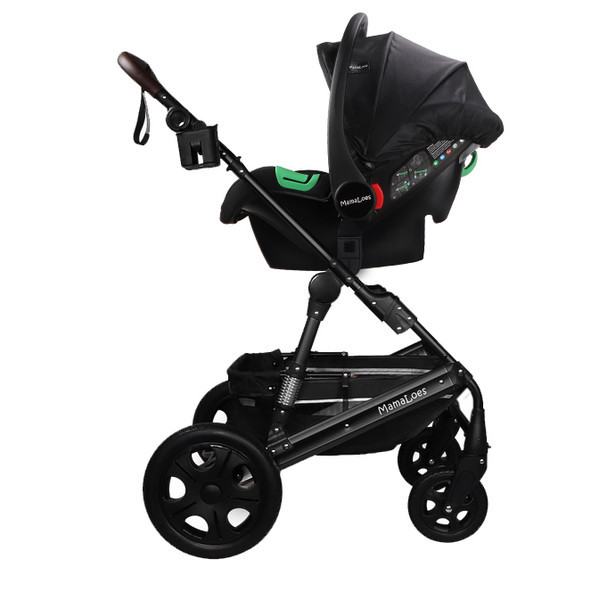 Set MamaLoes Marly Zwart/Beige: Kinderwagen, Autostoel, Wieg, Schommel en Stoel