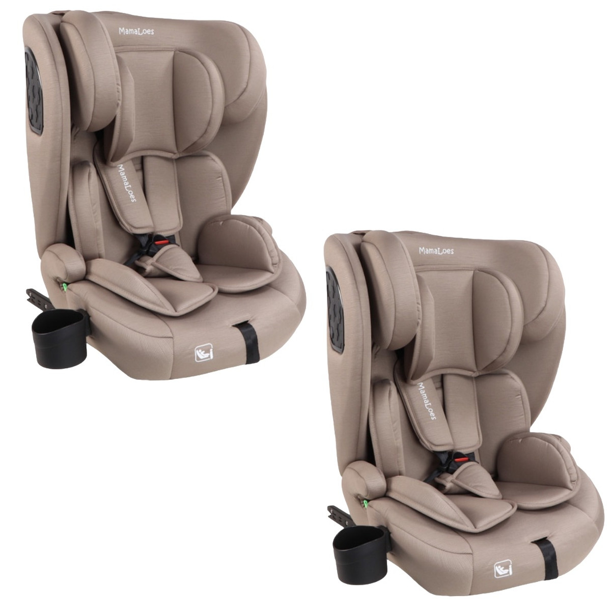 MamaLoes Mick Taupe Isofix 76-150 cm i-Size Autostoel - Set van 2