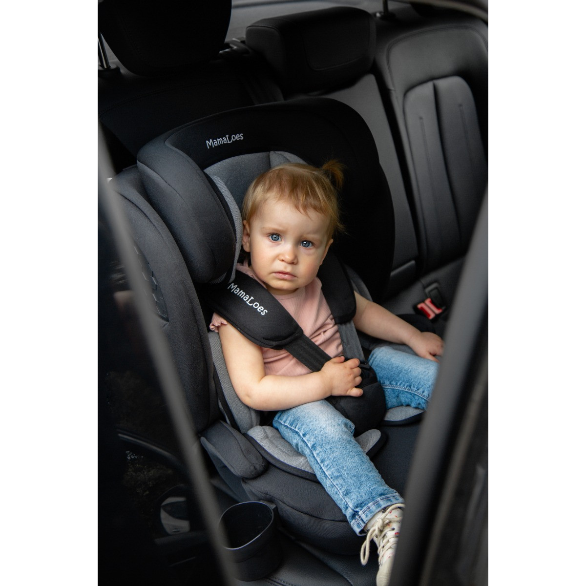 MamaLoes Mick Zwart/Grijs Isofix 76-150 cm i-Size Autostoel