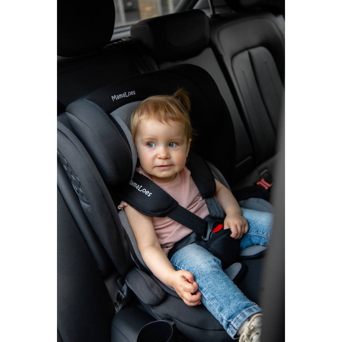 MamaLoes Mick Zwart/Grijs Isofix 76-150 cm i-Size Autostoel - Set van 2