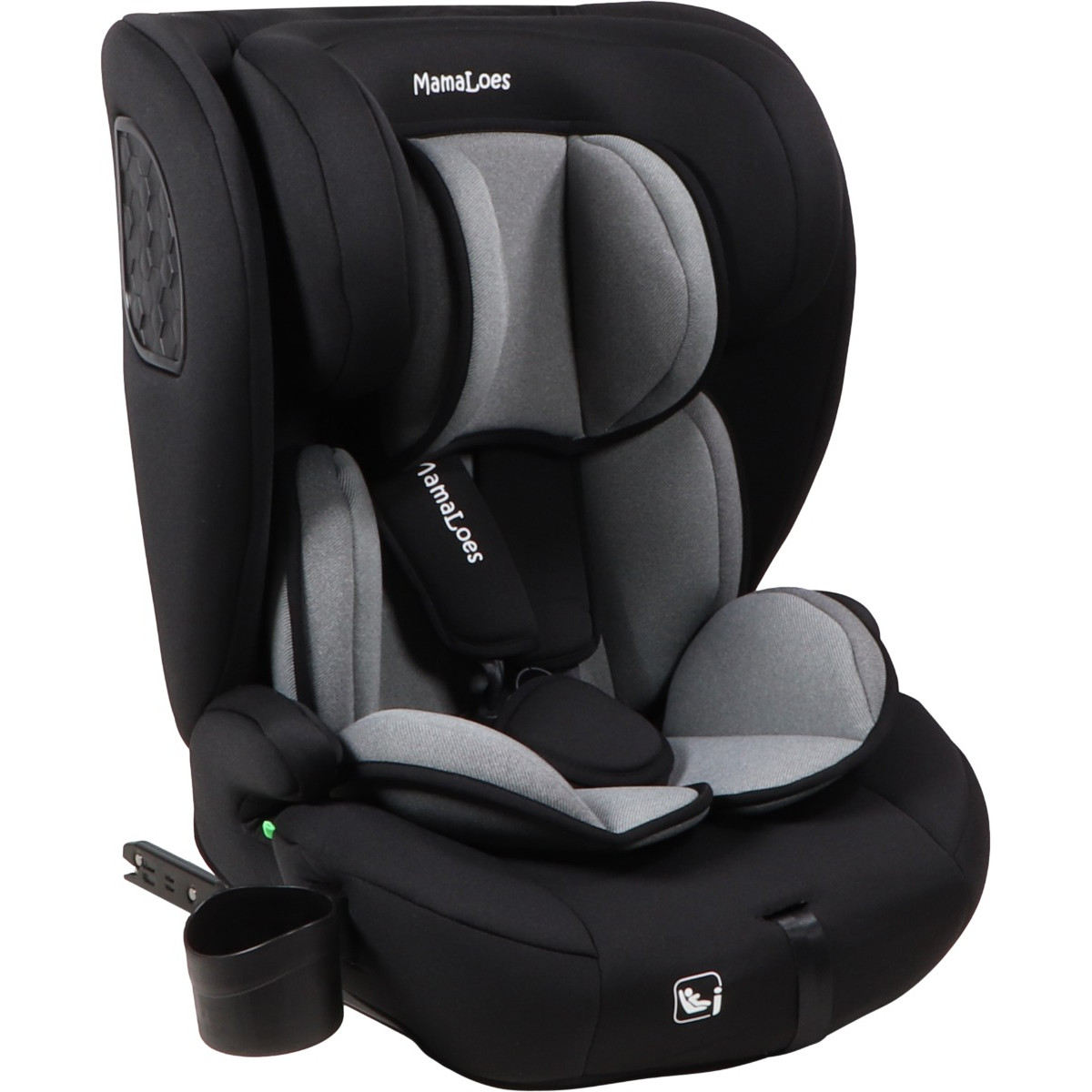 MamaLoes Mick Zwart/Grijs Isofix 76-150 cm i-Size Autostoel - Set van 2