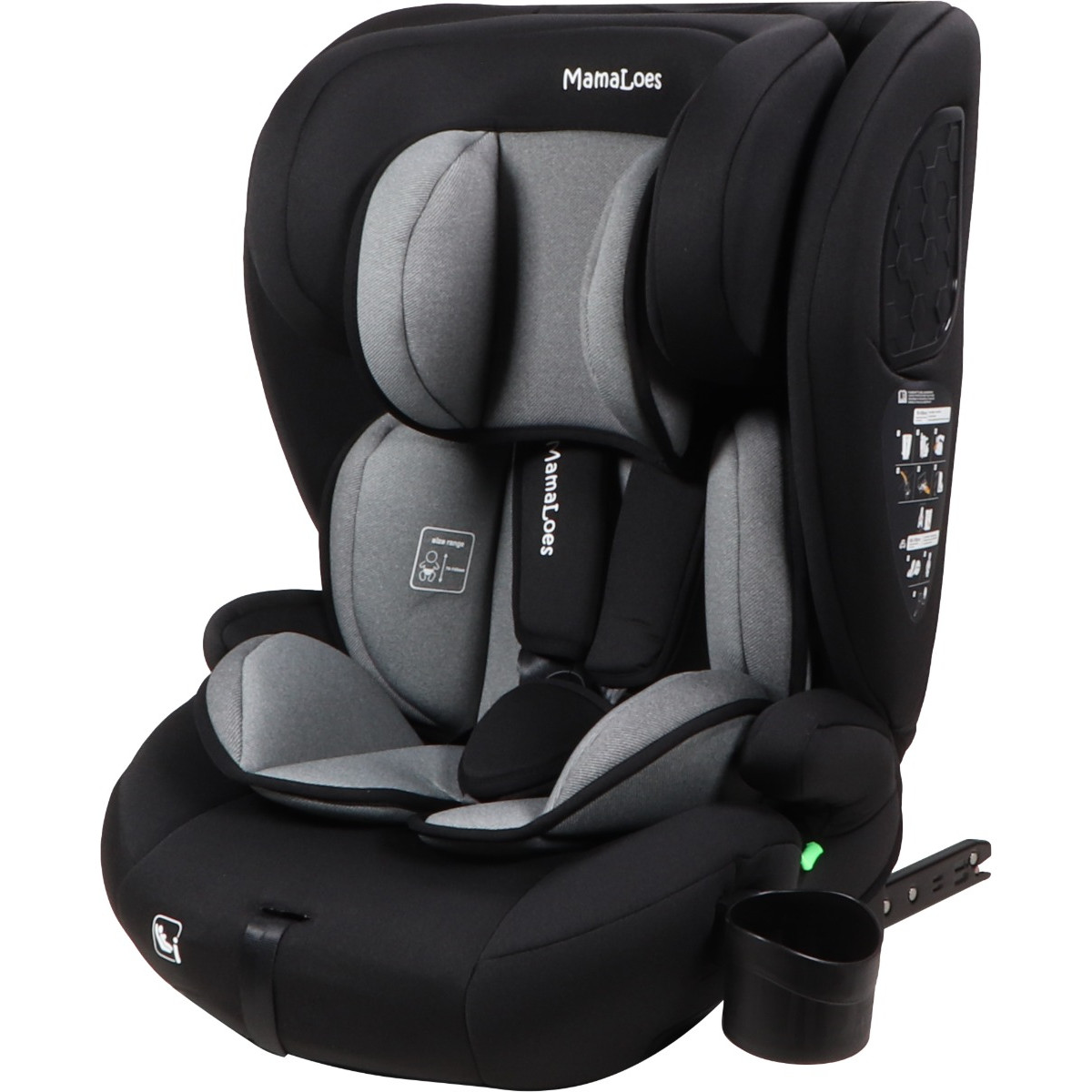 MamaLoes Mick Zwart/Grijs Isofix 76-150 cm i-Size Autostoel