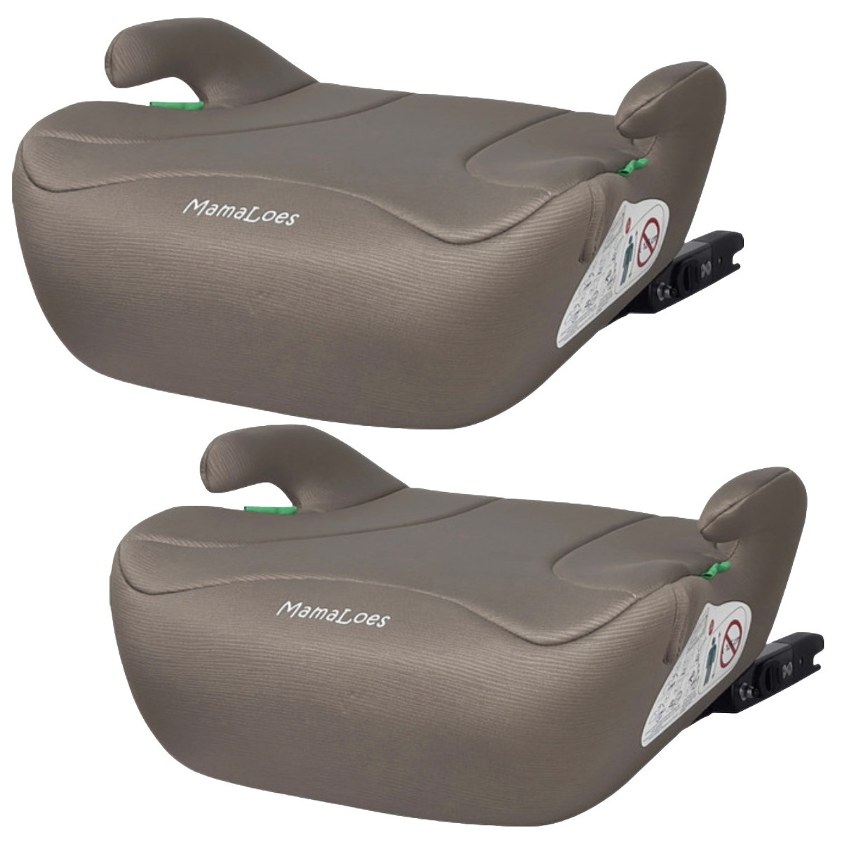 MamaLoes Pip Taupe Isofix 125-150 cm i-Size Booster - Set van 2