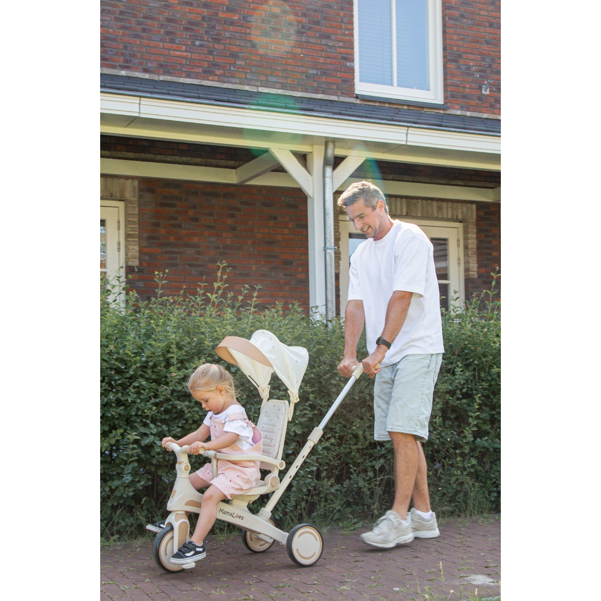 Weekendaanbieding: MamaLoes Quinn Beige Driewieler met Duwstang