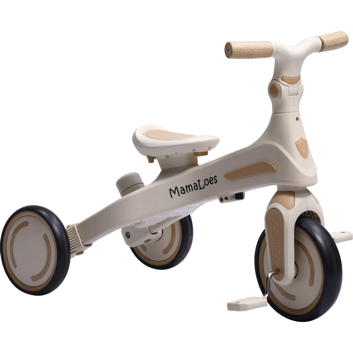 MamaLoes Quinn Beige Driewieler met Duwstang