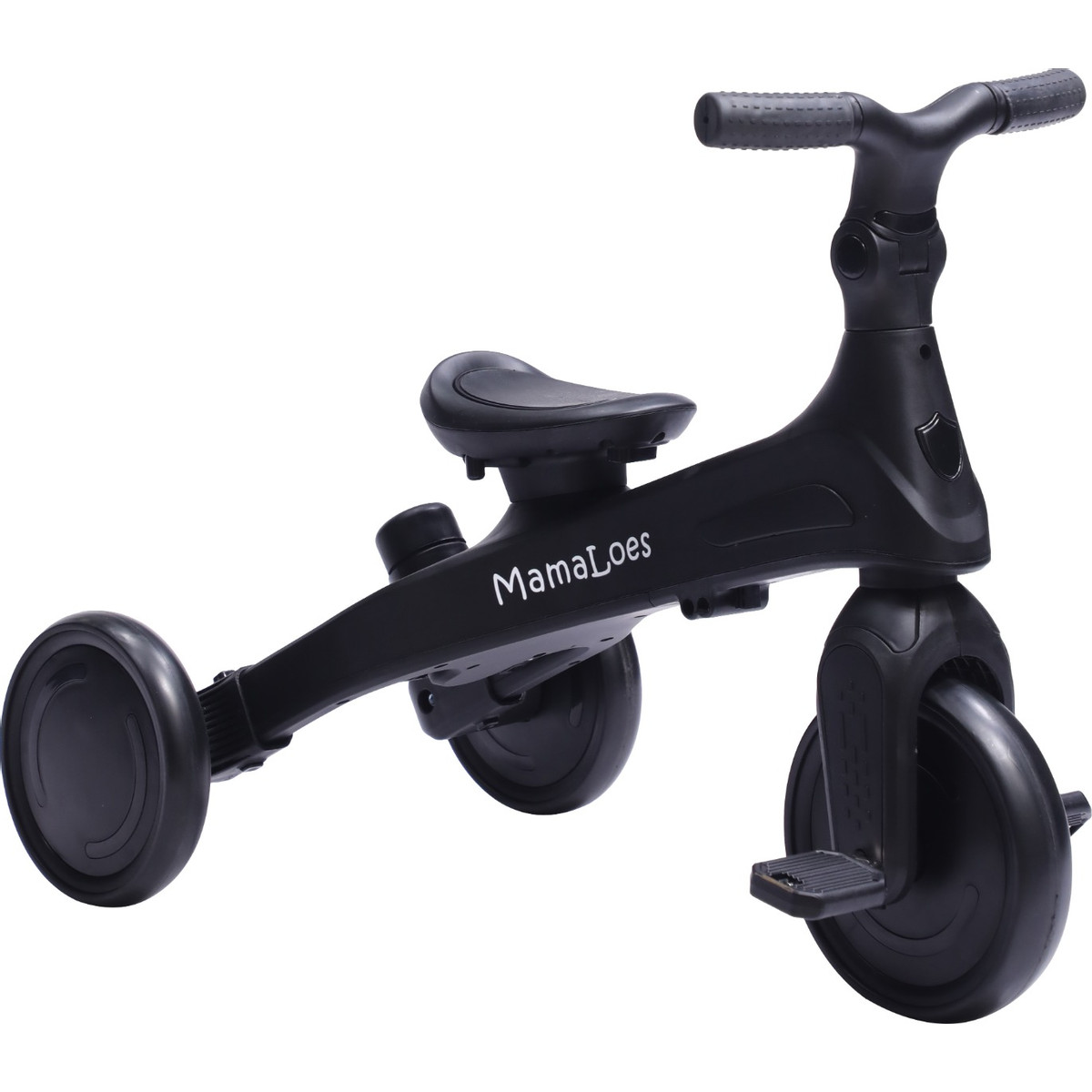 MamaLoes Quinn Zwart Driewieler met Duwstang