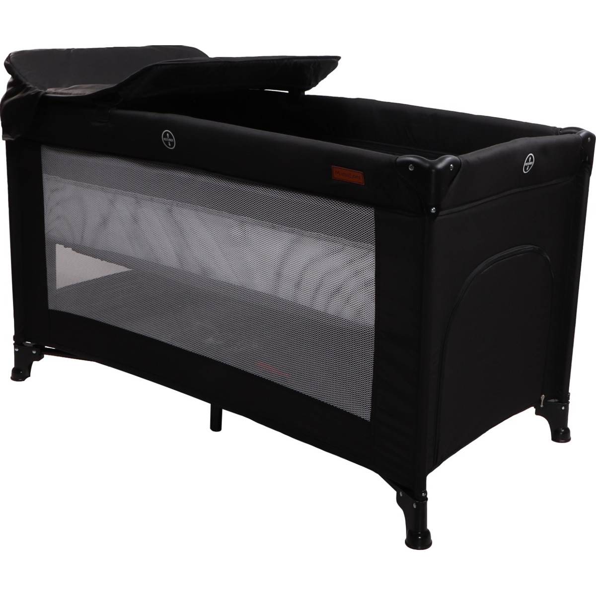 MamaLoes Raff Zwart Deluxe Campingbed incl. Aankleedvlak