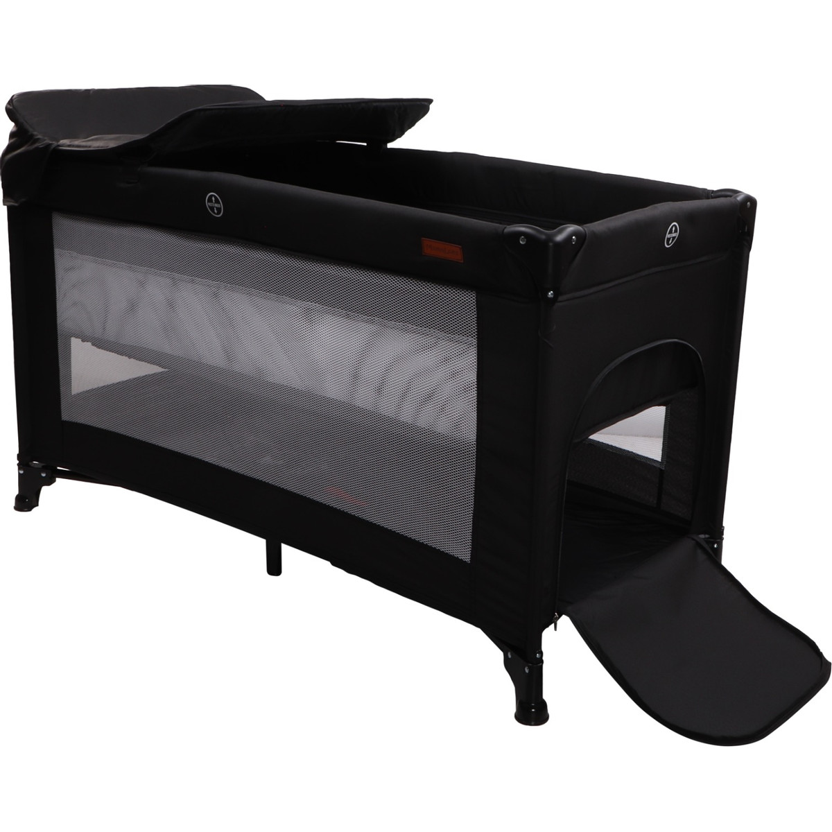 MamaLoes Raff Zwart Deluxe Campingbed incl. Aankleedvlak