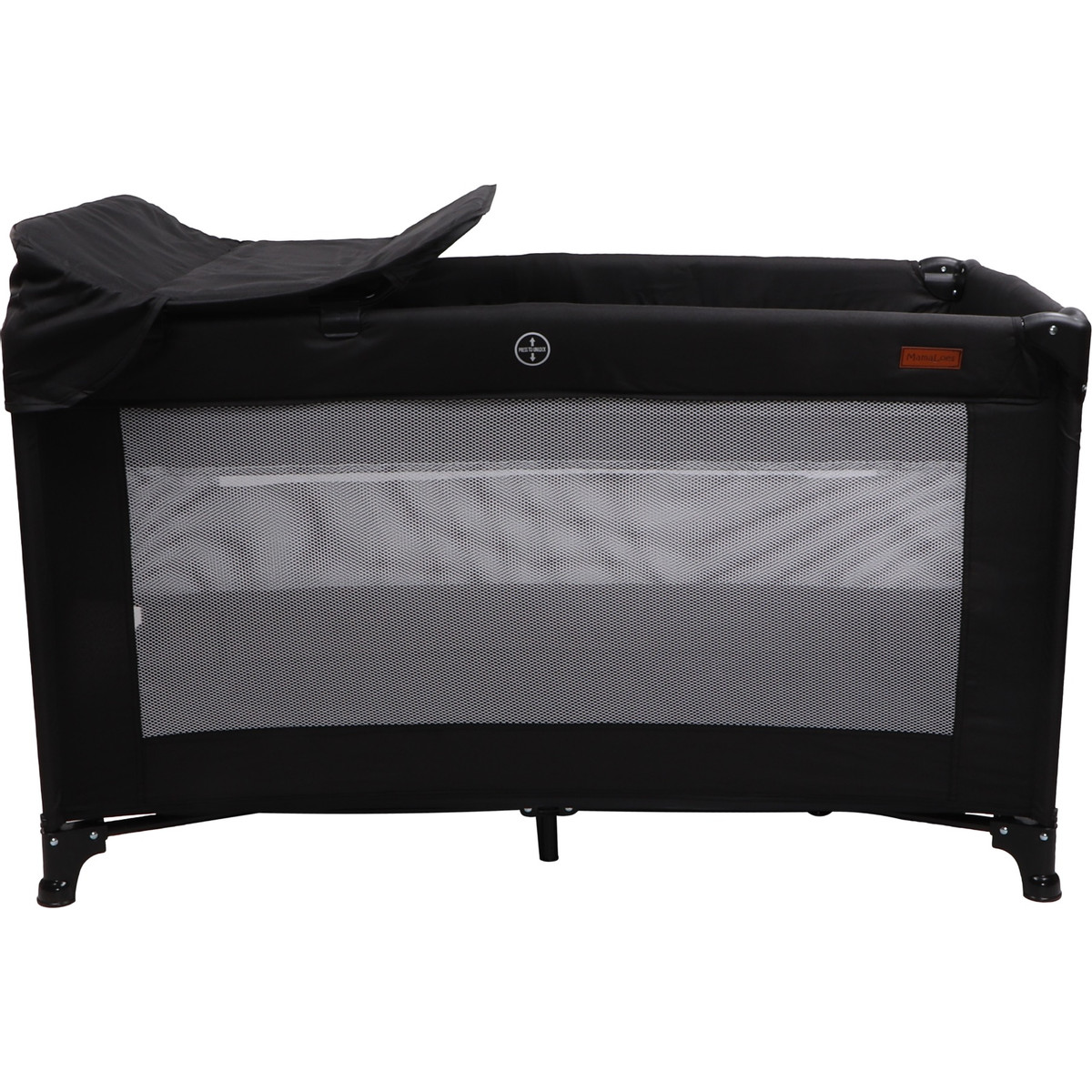 MamaLoes Raff Zwart Deluxe Campingbed incl. Aankleedvlak