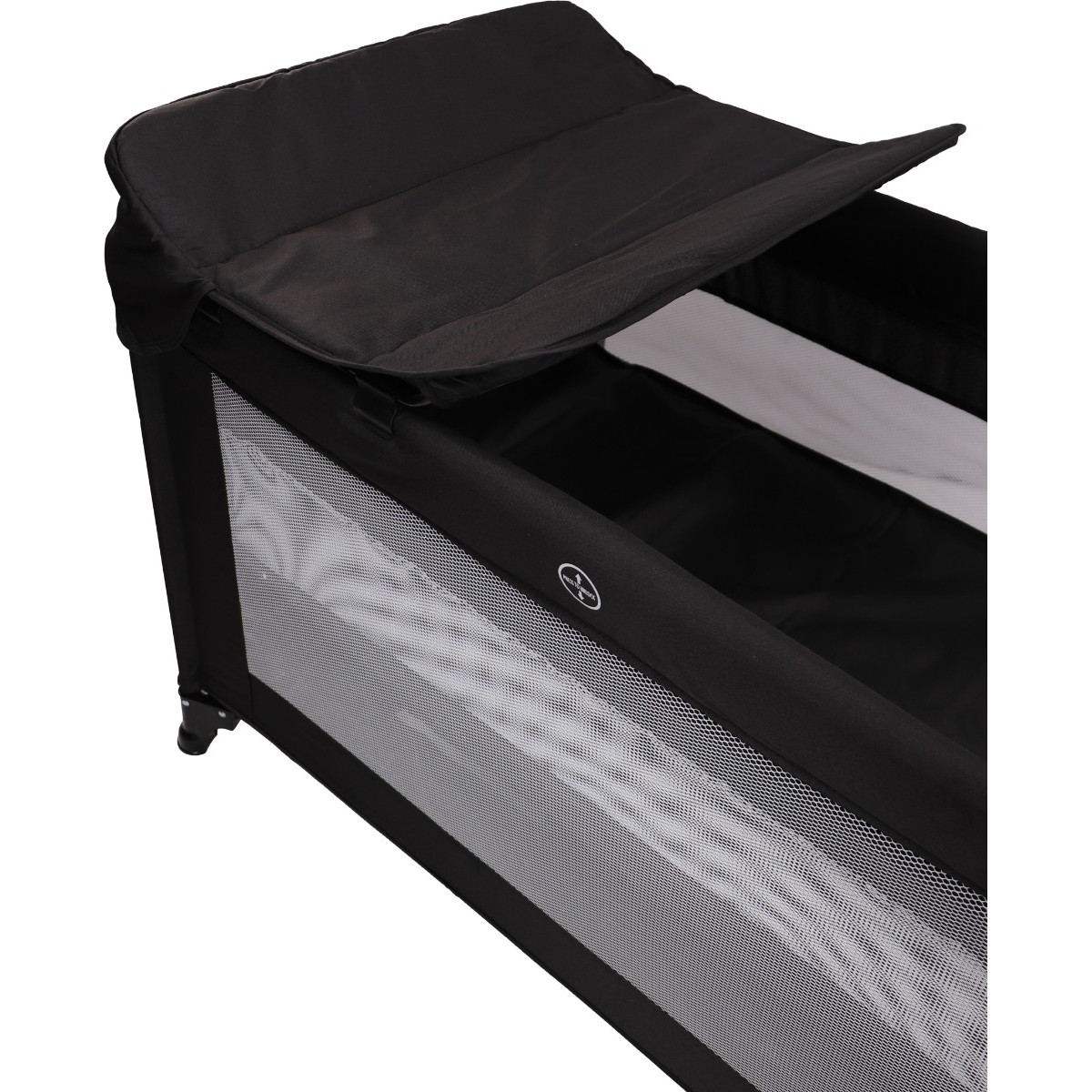 MamaLoes Raff Zwart Deluxe Campingbed incl. Aankleedvlak