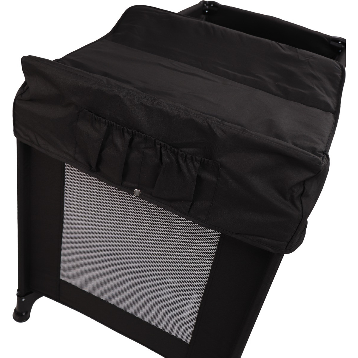 MamaLoes Raff Zwart Deluxe Campingbed incl. Aankleedvlak