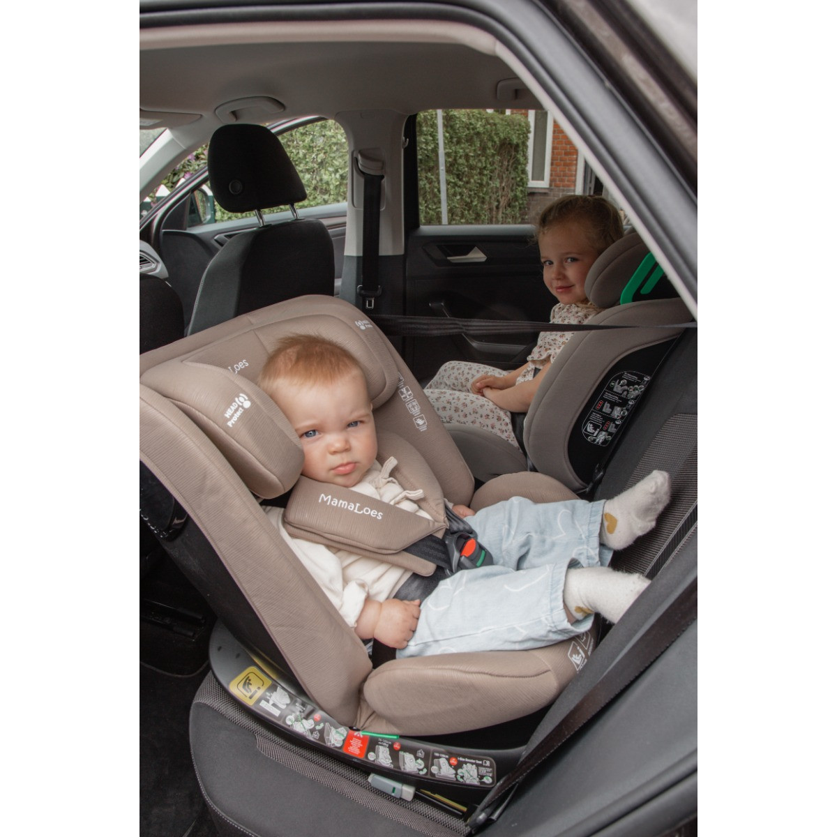 MamaLoes Sef Taupe 40-150 cm 360° i-Size Autostoel – Set van 2