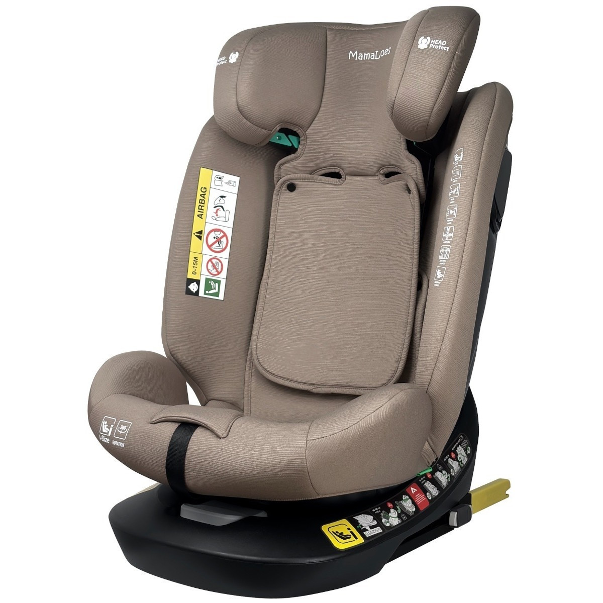 MamaLoes Sef Taupe 40-150 cm 360° i-Size Autostoel – Set van 2